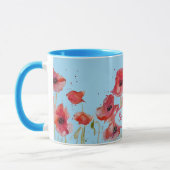 赤いケシの水色ケシのアートカスタマイズ可能な名前 マグカップ (左)