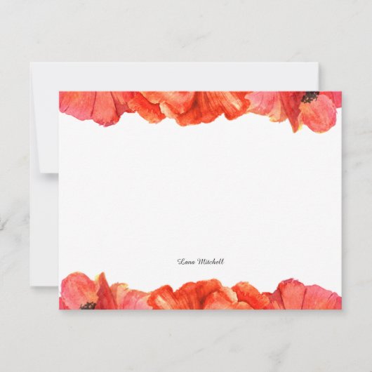 赤いケシの水色 ノートカード (正面)