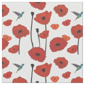 赤いケシの生地 ファブリック (クローズアップ)