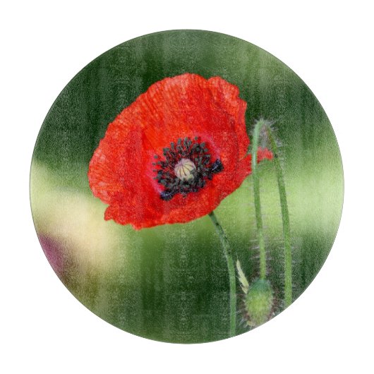 赤いケシの種の丸いカッティングボード カッティングボード (正面)