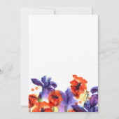 赤いケシの紫色彩の鮮やかの虹彩の後で幸せに 招待状 (裏面)