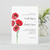 赤いケシの結婚式招待状 招待状 (スタンド正面)