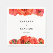 赤いケシの結婚水色 スタンダードカクテルナプキン (正面)