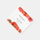 赤いケシの結婚水色 スタンダードカクテルナプキン (角)