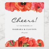 赤いケシの結婚水色 ワインラベル (シングルラベル)