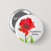 赤いケシの花が退役軍人 缶バッジ (正面&裏面)