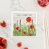 赤いケシの花とナマズ スタンダードカクテルナプキン (インサイチュ)