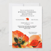 赤いケシの花のイブニングウェディングパーティー 招待状 (正面)