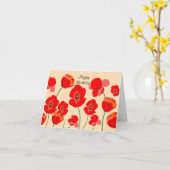 赤いケシの花のカスタマイズ カード (黄色い花)