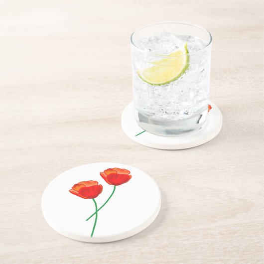 赤いケシの花のハート コースター (側面)