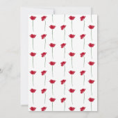 赤いケシの花のパーソナライズされたパーティー 招待状 (裏面)