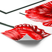 赤いケシの花のフローラ結婚のウェルカムサイン ポスター (角)