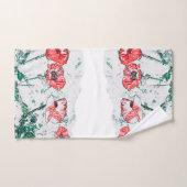 赤いケシの花のポピーのスケッチ バスタオルセット (ハンドタオル)