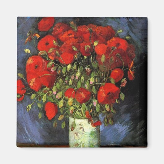 赤いケシの花の入った花瓶 ヴィンセント・ヴァン・ゴッホ マグネット (正面)