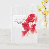 赤いケシの花の悔やみや弔慰 カード (黄色い花)