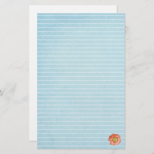 赤いケシの花の手紙書の裏地 便箋 (正面/裏面)