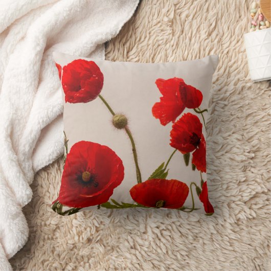 赤いケシの花の抽象芸術の芸術的でモダンなかわいらしい クッション (ブランケット)
