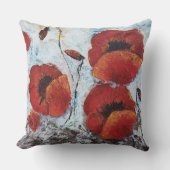 赤いケシの花の枕家の装飾 クッション (正面)
