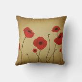 赤いケシの花の枕 クッション (裏面)