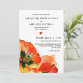 赤いケシの花の植物夏結婚の 招待状 (スタンド正面)