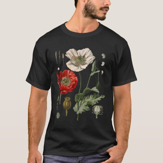 赤いケシの花の植物性ケシ赤いケシ Tシャツ (正面)