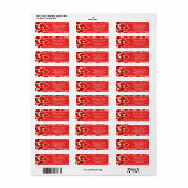 赤いケシの花の模様とリ点々のあるボン ラベル (フルシート)