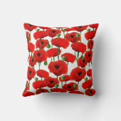 赤いケシの花の模様 クッション (裏面)