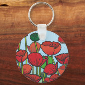 赤いケシの花の畑 キーホルダー (正面)