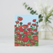 赤いケシの花の畑 ポストカード (スタンド正面)