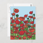 赤いケシの花の畑 ポストカード (正面/裏面)