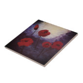 赤いケシの花の花のアートタイル タイル (側面)