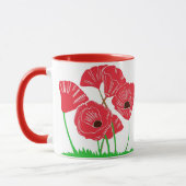 赤いケシの花の芸術 マグカップ (左)