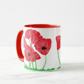 赤いケシの花の芸術 マグカップ (正面左)