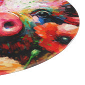 赤いケシの花を咲かせた印象派の豚 カッティングボード (角)