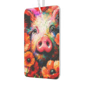 赤いケシの花を咲かせた印象派の豚 カーエアーフレッシュナー (左)