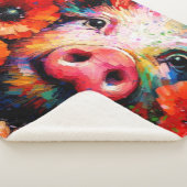 赤いケシの花を咲かせた印象派の豚 シェルパブランケット (3/4)