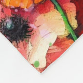 赤いケシの花を咲かせた印象派の豚 フリースブランケット (角)