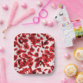 赤いケシの花カスケーディングケシのフローラ ペーパープレート (パーティー)