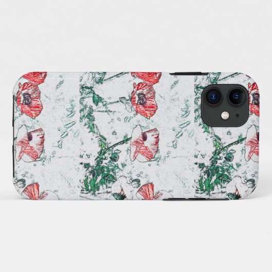 赤いケシの花ケシのスケッチ Case-Mate iPhoneケース (裏面(横))