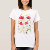 赤いケシの花ケシの花 Tシャツ (正面)