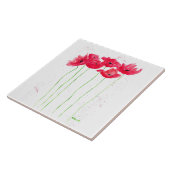 赤いケシの花トレンディー伝統的花 タイル (側面)