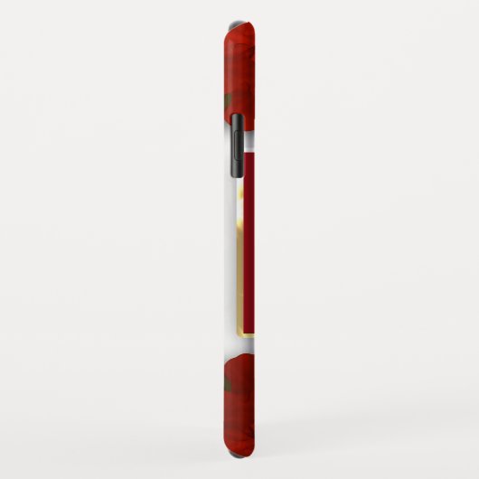 赤いケシの花フローラ枠の白いパターン Case-Mate iPhoneケース (裏面/右)