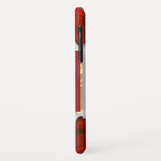 赤いケシの花フローラ枠の白いパターン Case-Mate iPhoneケース (裏面/左)