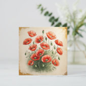 赤いケシの花束 カード (スタンド正面)