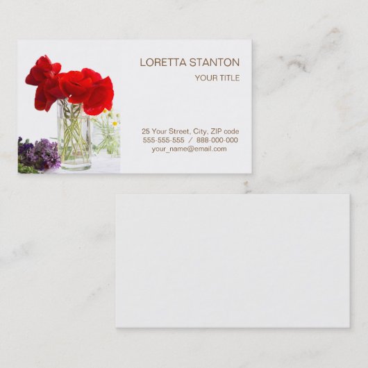 赤いケシの花束 名刺 (正面/裏面)