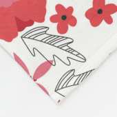 赤いケシの花柄のフリースブランケット フリースブランケット (角)