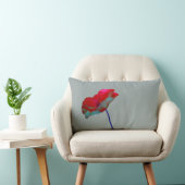 赤いケシの花柄 ランバークッション (椅子)