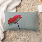 赤いケシの花柄 ランバークッション (ブランケット)