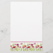 赤いケシの花水彩の花 便箋 (正面)