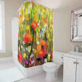 赤いケシの花畑 – オリジナル手作りのアブスター シャワーカーテン (インサイチュ)